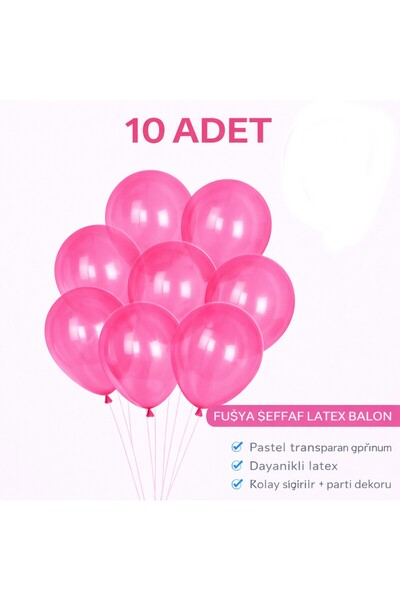 BKMC PARTY 10 Adet Neon Florasan Şeffaf Latex Balon 12 İnç Doğum Günü Parti B...