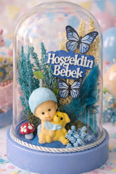 Happyewent Hoş Geldin Bebek Cam Fanus Dekor – Bebek Odası & Hastane Odası Süsü