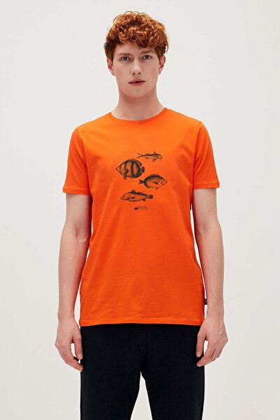 Bad Bear Drawing fish orange men's Printed t-shirt
