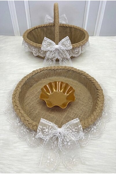 ZEYMERADE Promise Engagement Wedding Henna Bride Basket and Tray, Wedding Cir...