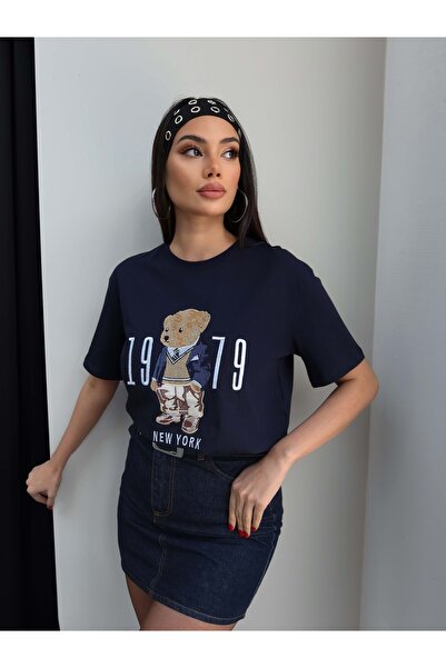 ESRAHELVACI Tricou brodat cu ursuleț de pluș