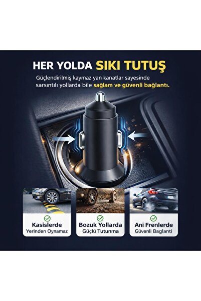 coofbe Şarj Akım Korumalı 60W 2 Portlu Araç Şarj Aleti Araç Çakmaklık Şarj Aleti 2xType-C Giriş 12V