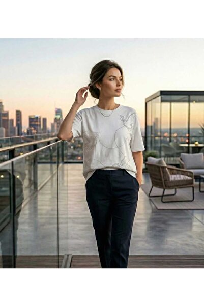PAZEN MODA Stone Embellished Tee Shirt