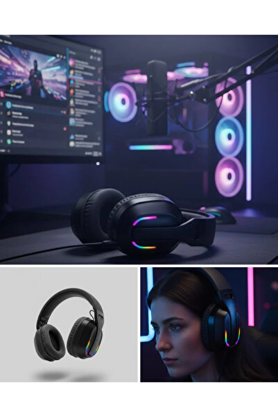 Wireless Oyuncu Kulaklığı RGB Işıklı Uzun Bataryalı Mikrofonlu Headset