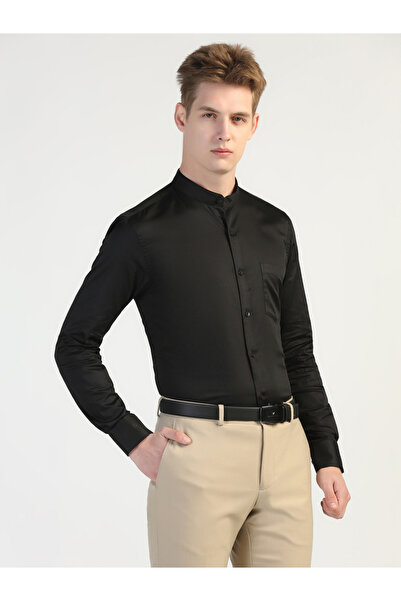 TAHVO By Styli Men Black Long Sleeves Cotton Shirt