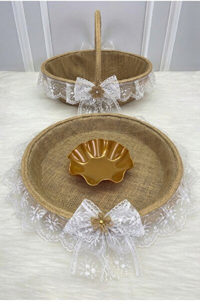 ZEYMERADE Promise Engagement Wedding Henna Bride Basket and Tray, Wedding Cir...