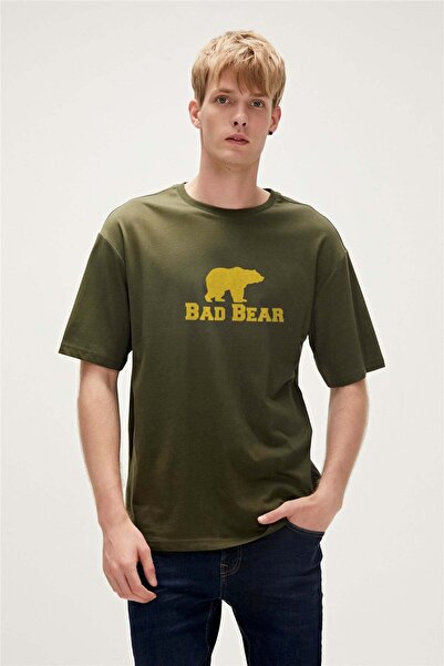 Bad Bear تي شيرت ماسل كاكي للرجال مطبوع
