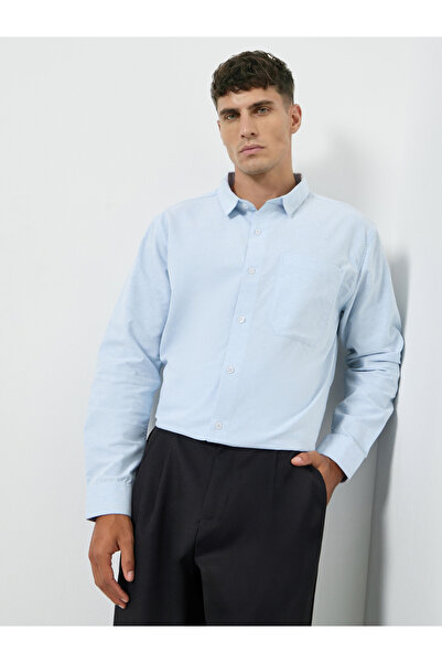 Styli Men Blue Relaxed Fit Cotton Casual Shirt