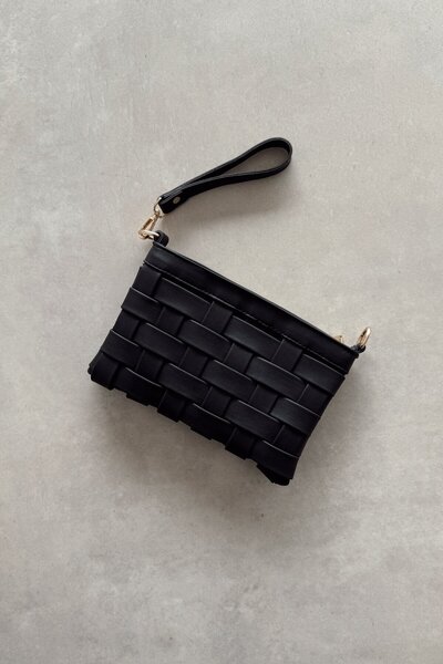 nope21shoess Lily Siyah Örme Clutch