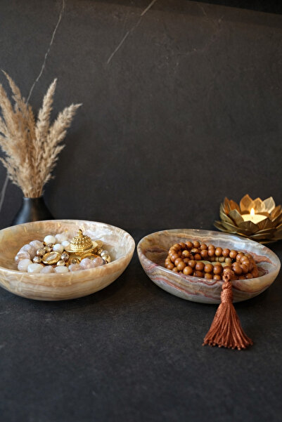 PEARL Doğal Oniks Mermer Dekoratif Kase