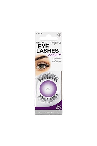 Depend Set of 2 x False Eyelashes with Adhesive Tape, Svea, Wispy Depend, Black
