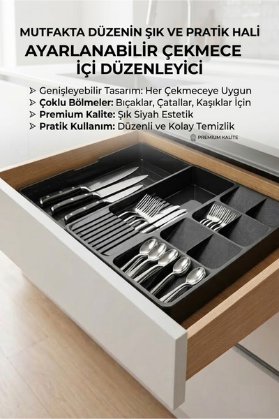 EFFE HOME Çekmece İçi Kaşıklık ve Bıçaklık Düzenleyici Organizer Ayarlanabili...