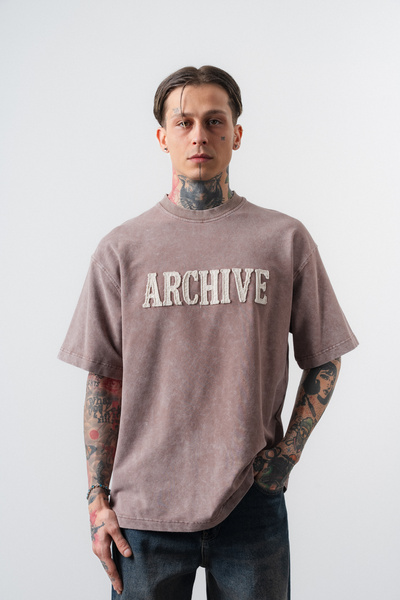 Respire Men's Archive Embroidered Oversized T-Shirt Brown