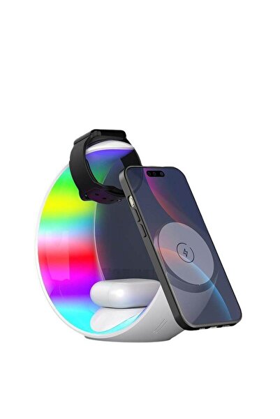 giftology شاحن لاسلكي 4 في 1 من نيكسو - جيفتولوي مع ضوء ليلي - أبيض