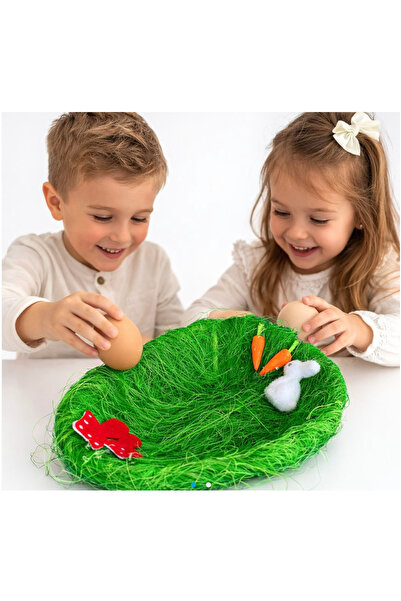 GIA'S WORLD Coș Decorativ de Paște 24x6x14cm din Iarbă Artificială Verde cu I...