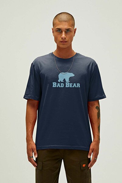 Bad Bear تيشيرت رجالي مطبوع باللون الأزرق الداكن