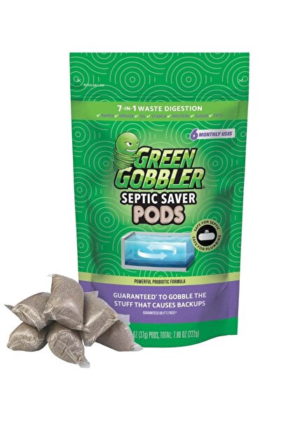 Green Gobbler كبسولات معالجة الصرف الصحي Septic Saver مع بكتيريا لنظام صرف صح...