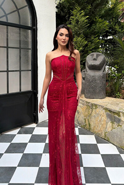 Sindimoda Valeria Guipure Lace Sheer Evening Dress 1181