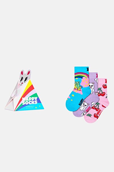 Happy Socks Children's Multi-Colored Cherry Patterned 3-Piece Cotton Piece Gi...