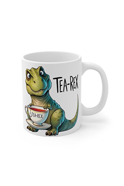 Tişört Kodu Tea-Rex Dinozor Kupa – Eğlenceli Dinozor Tasarımlı Porselen Kupa