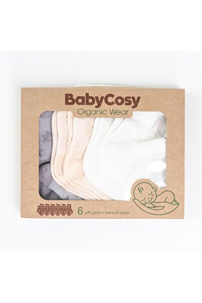 BabyCosy Organic Wear CSYC1008 Bebek 6'lı Çorap %100 Organik Pamuk Bebek - Ye...