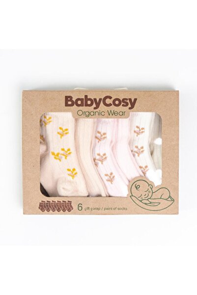 BabyCosy Organic Wear CSYC1007 Bebek 6'lı Çorap %100 Organik Pamuk Bebek - Ye...