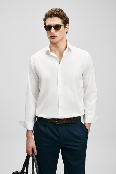 Lufian Verder Erkek Basic Shirt Regular Fit White
