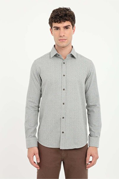 Dufy Brown Patterned Regular Fit Men's Shirt