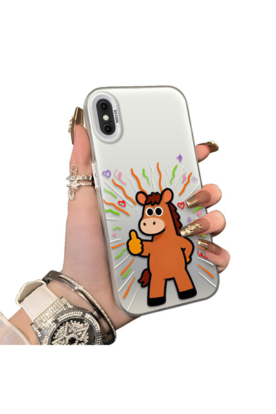 ucuc iPhone X/Xs Compatible Hard Acrylic Back Silicone Edge Lens Protection Case