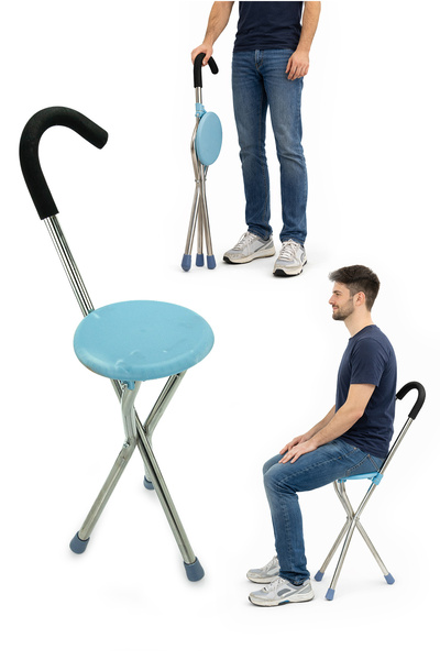 ihvan online Katlanır Oturaklı Taşınabilir Baston Sandalye Ergonomik ve Hafif...