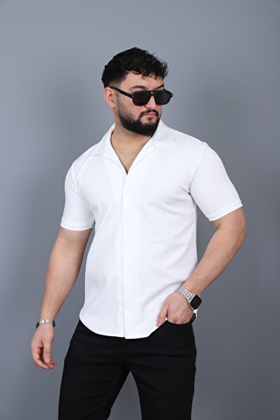 L-KOM Men's Short Sleeve Open Collar Summer Shirt