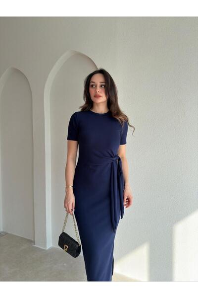 Mooi Butik Lebron Midi Dress 9051 - Navy Blue