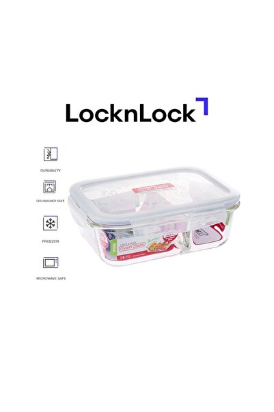 locknlock 950 Oven Glass Rectangular Container with Divider – Durable, Microw...