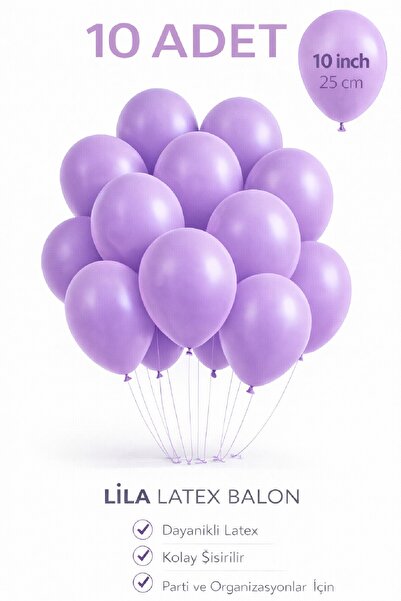 BKMC PARTY 10 Adet Latex Balon 10 İnç Parti Balonu Doğum Günü Süsleme Balonu