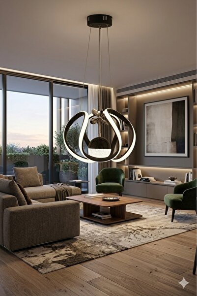 Luxira Aydınlatma Bigi Siyah Üç Renk Lüx Ledli Modern Led Avize
