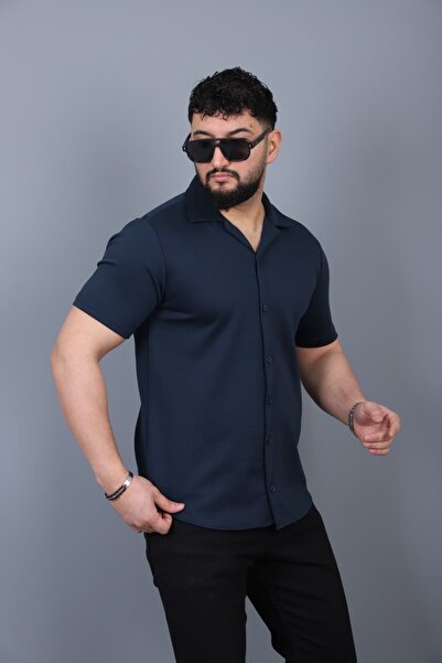 L-KOM Men's Short Sleeve Open Collar Summer Shirt