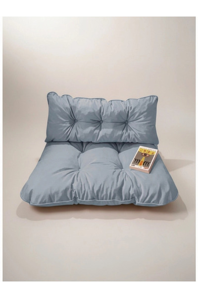 Gullfoss Gri Puf Petek Önü Palet Yer Minderi İkili Takım 70x100 cm