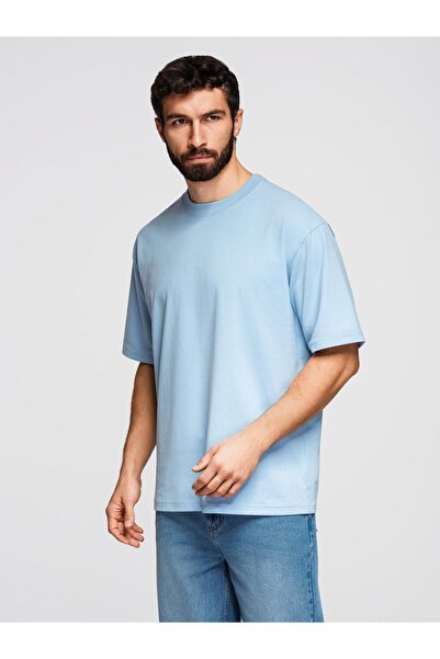 OMBRE Men's Modern Cotton T-Shirt OM-TSBC-0267 Light Blue