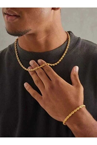 OutfitModa SET Lanț Auriu și Brățară Bărbați – Accesorii Elegante + Ambalaj C...