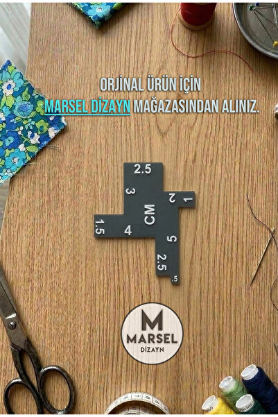 MarselDizayn Dikiş Payı Ölçer ve Çok Fonksiyonlu Dikiş Cetveli - 8 Ölçü - Çif...