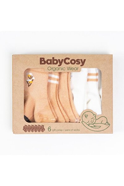 BabyCosy Organic Wear CSYC1011 Bebek 6'lı Çorap %100 Organik Pamuk Bebek - Ye...