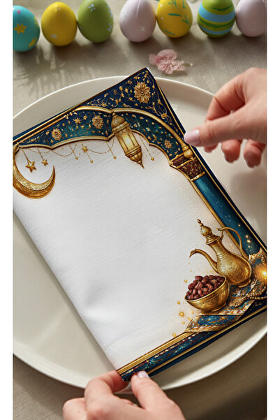 Markaev Navy Blue Ramadan Cotton 6-Piece Napkin Set