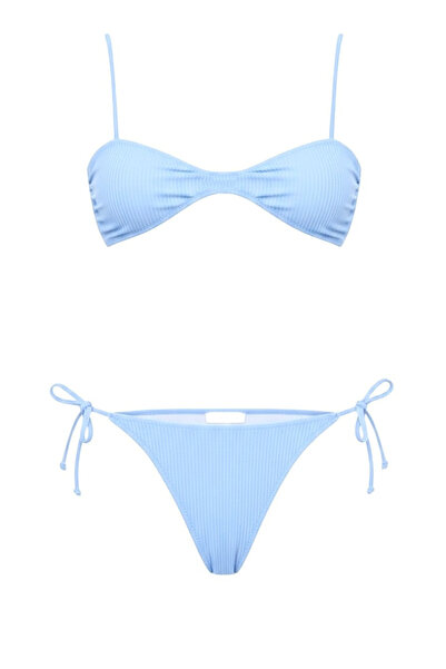 AQUELLA Textured baby blue Strapless bikini set