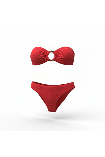 AQUELLA Σετ μπικίνι φούξια Με υφή με αξεσουάρ με κουμπώματα