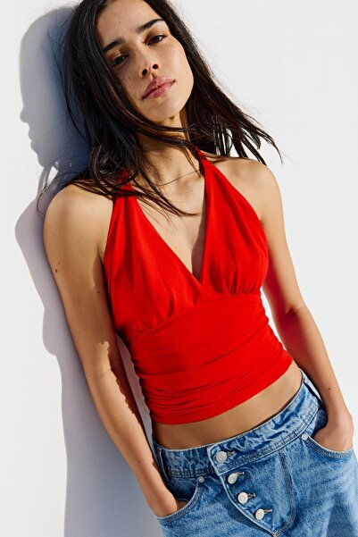 Bershka Büzgülü halter top
