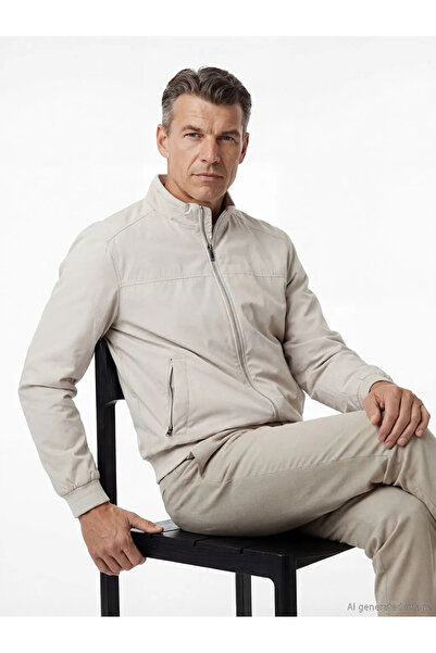 LC Waikiki Ανδρικό παλτό με όρθιο γιακά σε μπεζ τυπικό κούπερ