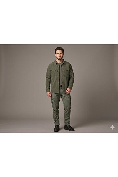 barozzi Erkek haki gömlek outdoor tactical kargo cepli su itici kolay ütü