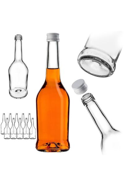 KADAX Sticlă de sticlă pentru lichior, 500 ml, cu capac alb, 10 buc.