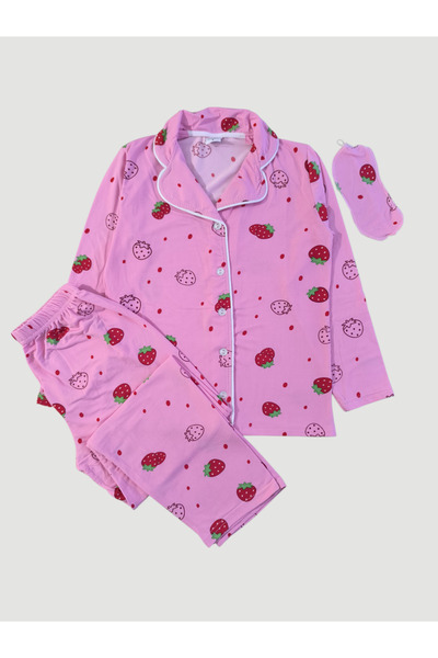 zahider Set de pijamale pentru fete, cu bumbac nasturi și guler de cămașă ben...