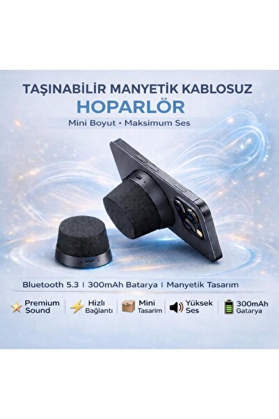 coofbe Manyetik Magsafe İle Uyumlu Taşınabilir Şarjlı Bluetooth Hoparlör Vers...